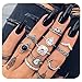 10pcs Vintage Women Mid Ring Set Crown Rhinestone Joint Knuckle Nail Ring Set