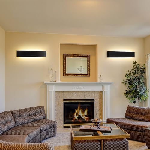 YCZM Indoor Wall Light 24 W, LED Indoor Wall Lamp 3000 K/4000 K/6500 K Temperature Three Colours Optional, 38 cm 2880 lm, Wall Lamp 4 Pieces Black