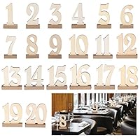 ROSENICE 20pcs 1-20 Wooden Wedding Table Number Holders