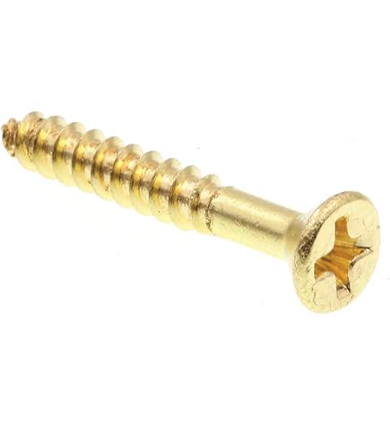 Hillman 40-Pack #8 X 1-1/4 In. Brass Plated Pan Head Phillips Metal Screws – Sharp Threads For Metal, Wood, Fiberglass & Plastic