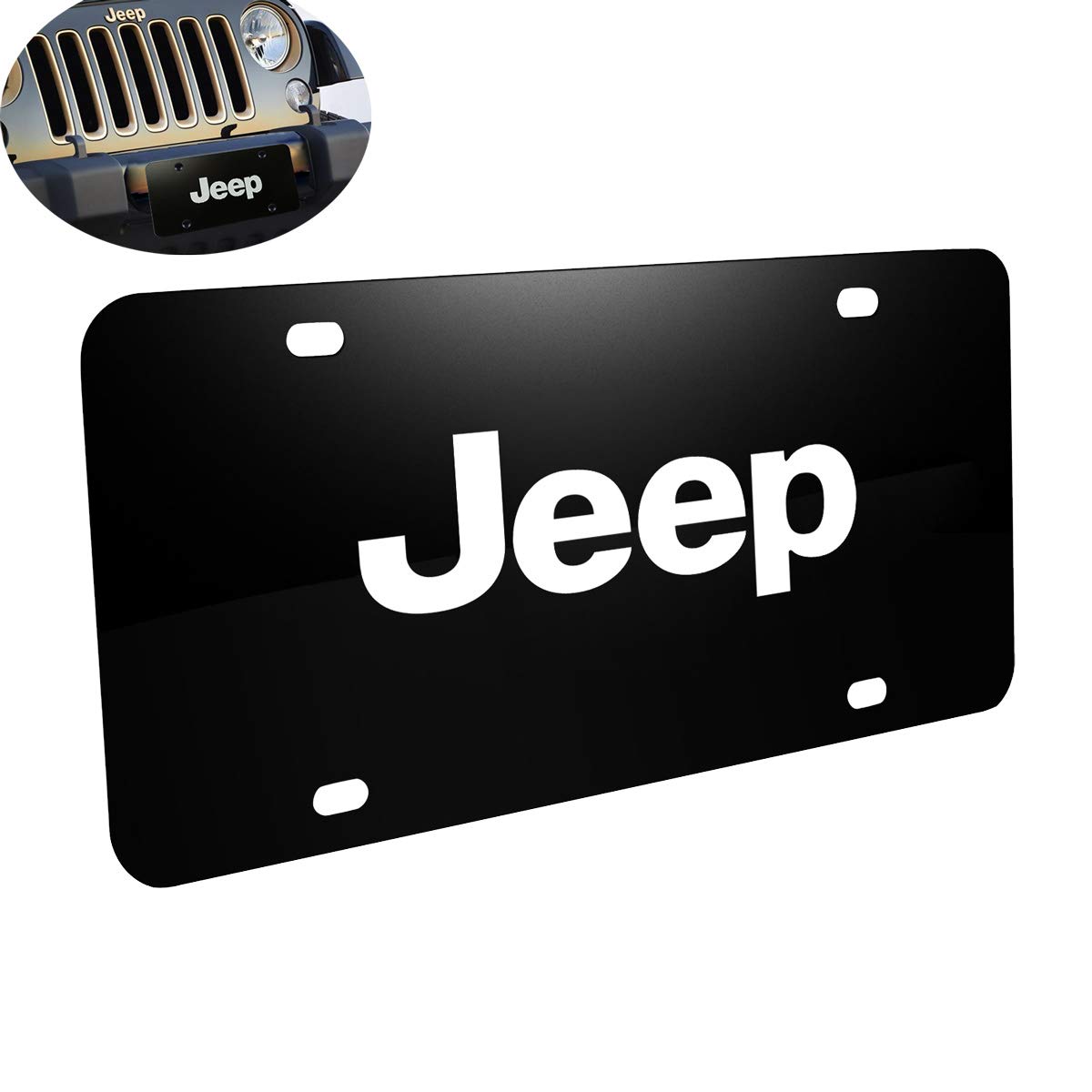 Goodcover Heavy Stainless Steel Jeep Logo License Plate