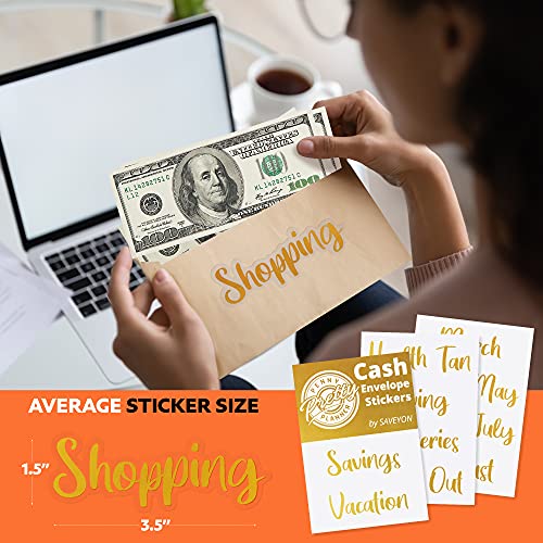 70 Gold Cash Envelope Budget Binder Stickers Use on Cash Envelopes for Budgeting, A6 Binder