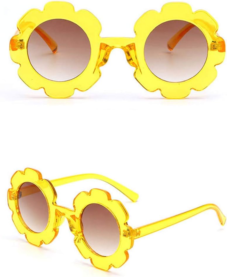 Toddler Kids Girl Boy Vintage Flower Round Anti-UV Sunglasses, Colorful Cute Eyewear Suit for Party Photography Outdoor Beach
