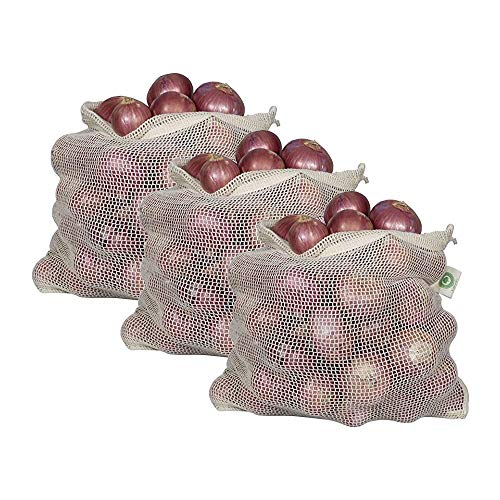 Reusable Onion Storage Bags Organic Cotton Mesh Onion Bags with