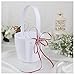 SODIAL(R) Double Heart Wedding Flower Girl Basket White Satin Rhinestone Decor Red Wedding Ceremony Party Favor