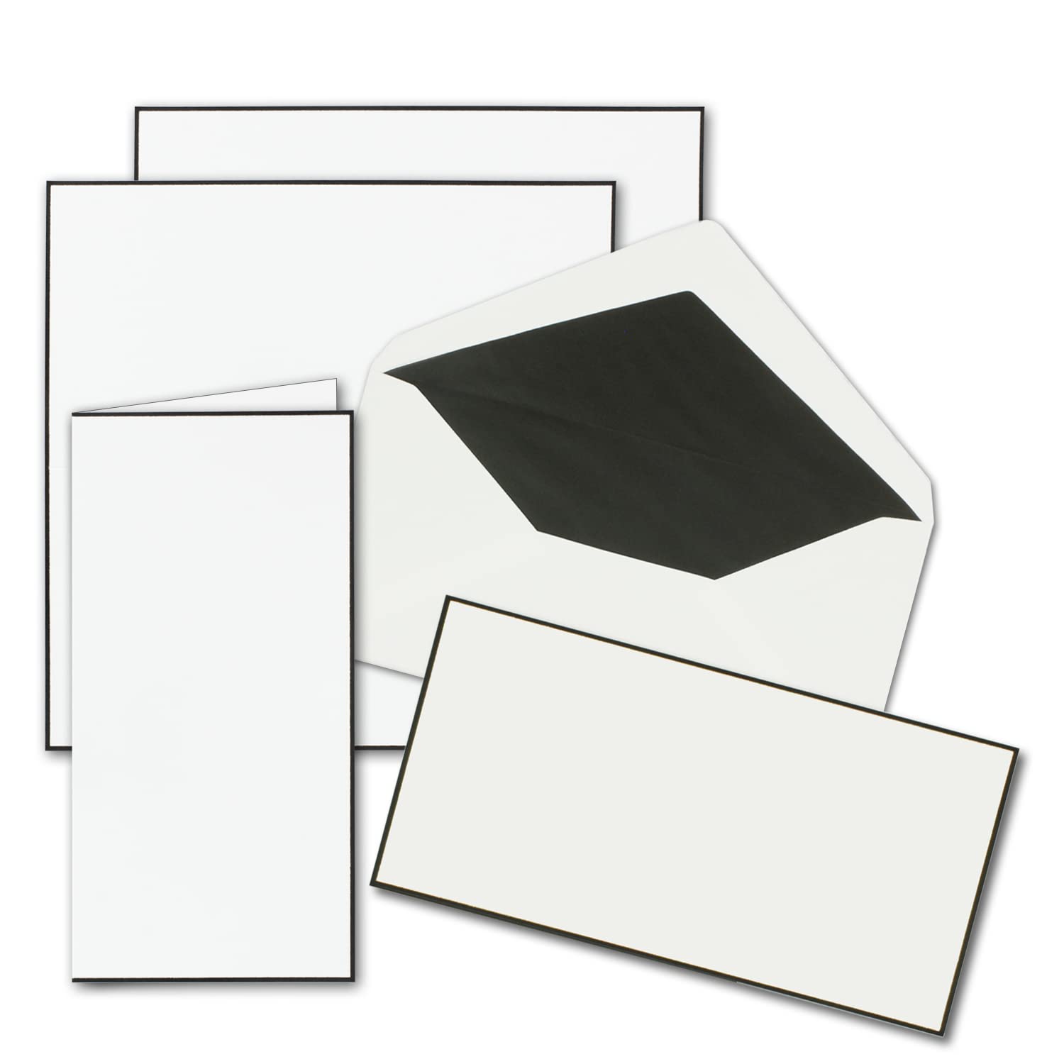 Sympathy Cards with Black Trim – Handgerändert/Sympathy Bereavement Folded Cards & Envelopes/DL. Can be printed 10 SETS Weiß mit schwarzem Trauer-Rand
