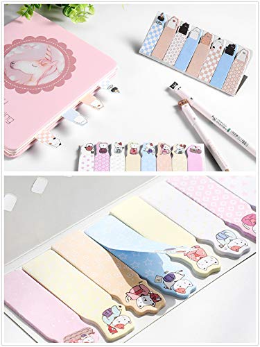 Kawaii School Supplies - Cat Stationery Set includes 6 Gel Pens, 120 Sticky Notes, 45 Pcs Stickers, 240 Bookmark Page Flags - Japanese Style Office Supplies/Journaling Kit - Gift for Girls