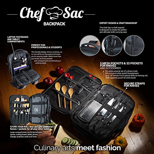 Chef Knife Bag Backpack Set with Knife Roll Knife Case with 40