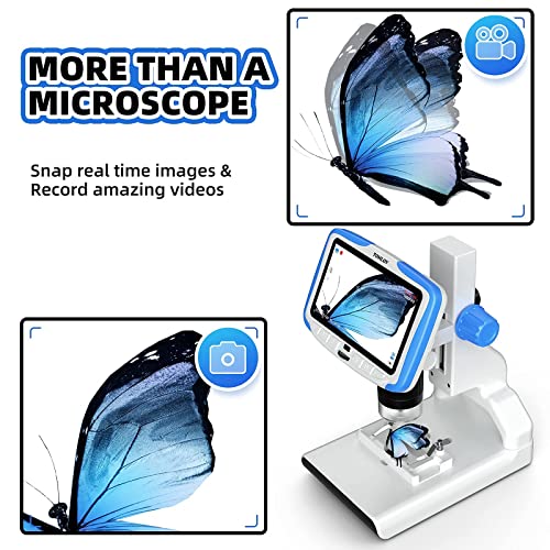 TOMLOV DM3 5'' LCD Kids Microscope 300X with 32GB SD Card, STEM Digital