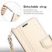 FYY Leather Case with Mirror for Samsung Galaxy S8 Plus, Leather Wallet Flip Folio Case with Mirror and Wrist Strap for Samsung Galaxy S8 Plus Gold