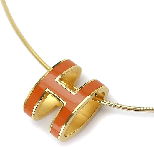 Amazon エルメス Hermes ポップアッシュ H ネックレス オレンジ ゴールド アクセサリー 中古 ネックレス 通販