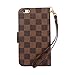 iPhone 6 Plus Case, iPhone 6S Plus Case, New Luxury Classic Brown Grid Pattern Leather Flip Pouch Cover Case With kickstand,Card Holder Slots for iPhone 6 Plus/6S Plus,Brown
