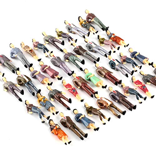 Iceyon 50pcs Scale Model People Painted Passenger Figures Train Architectural Diorama Miniature Scenery Layout (Mixed Poses 1:50)