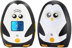 TimeFlys Audio Baby Monitor QQ Portable, Two-Way Talk, Long Range up to 1000 ft, Temperature Monitoring and Warning, Lullabies, Vibration, LCD Display, 1 Adaptor, 1 Set of Rechargeable Batteries