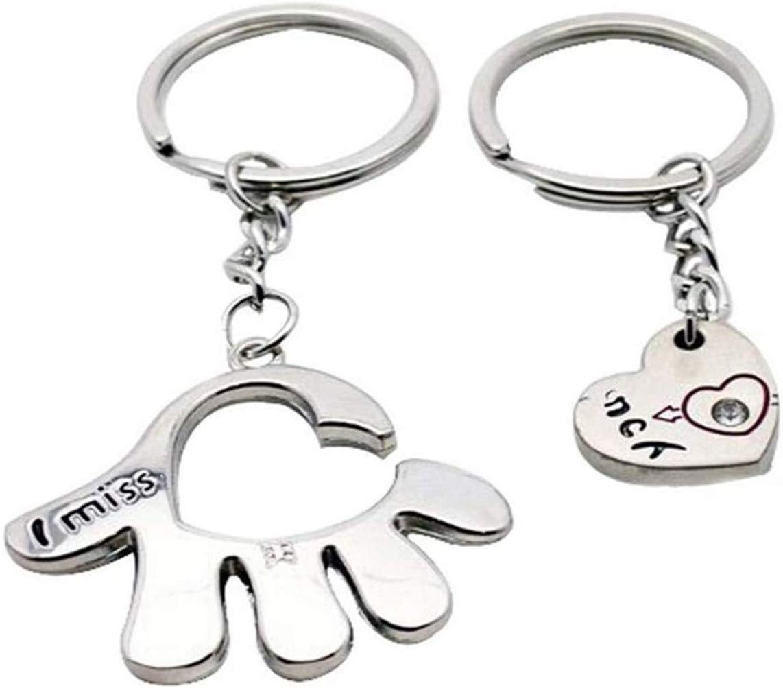 1 Pair Silver Pair Romantic Metal Keychain Keychain Lover Charm Pendant Keychain Keyring for Wedding Anniversary Valentine Gift