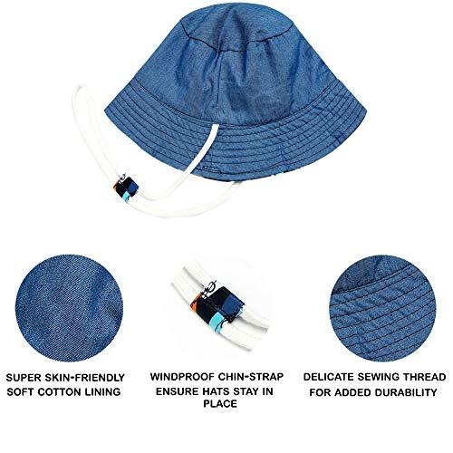 ORVINNER Baby Boys Girls UV Protection Sun Hat Toddler Kids Breathable Animal Bucket Hats for Spring Summer Beach Navy/Shark, M (12-24 Months)