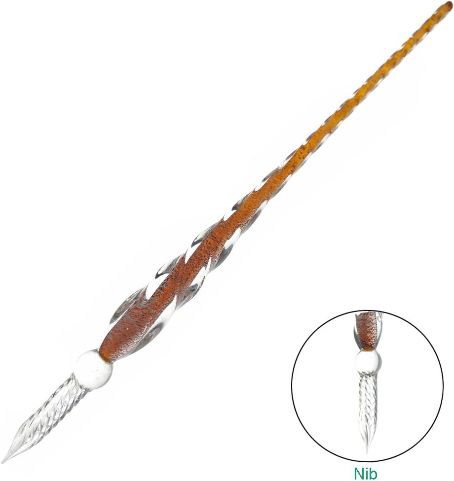 Cute Glass Dip Pen Vintage Handmade Glass Signature Pen Elegant Crystal Dip Sign Gift Pen for Writing Decoration Purposes Christmas Gift (SS)