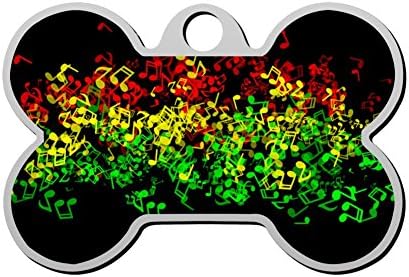 Pet ID Dog Tag Rasta Flag Music notes Personalized Custom Pet Tag with Pets Name &amp; Contact Number