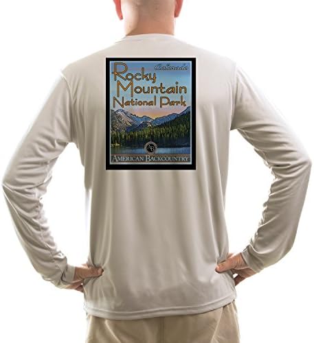 American Backcountry Men's Rocky Mountain National Park UPF 50+ Performance Long Sleeve T-shirtMedium Athletic Grey