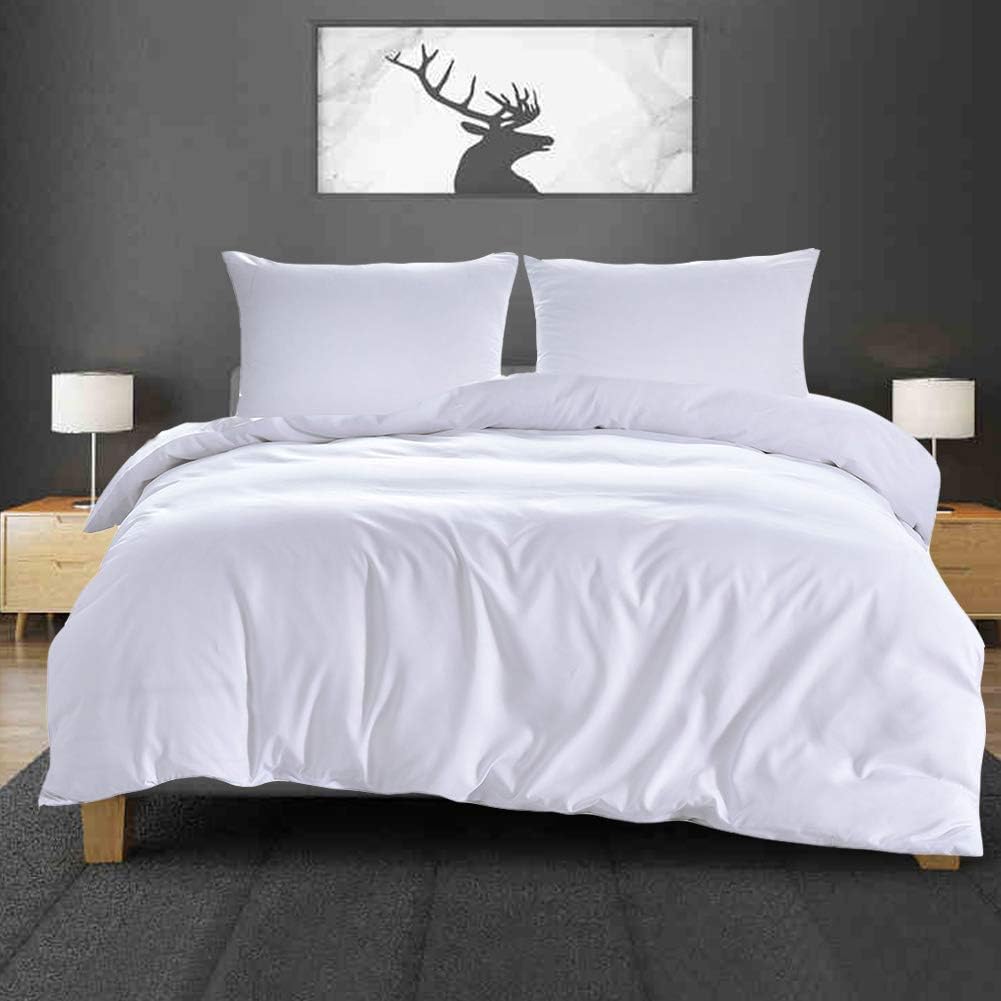 RUIKASI King Size Duvet Cover Sets Bedding Set, White Duvet Cover Kingsize Bed Set including Zip