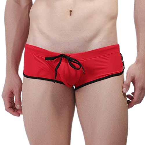 TOOPOOT Men's Swimming Trunks, Mens Boxer Swimming Briefs (S, Red)
