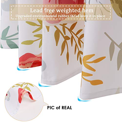 image for Uphome Floral Fabric Shower Curtain, Waterproof Colorful Chic Rose Flo