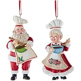 The Bridge Collection 3.75-Inch Santa and Mrs. Claus Baking Christmas Ornaments - Set of 2