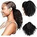 Kaneles Afro Black Kinky Curly Ponytail Extensions for Black Women Synthetic Puff Drawstring Hairpieces Wig Natural as Human Hair (Black-1b#)