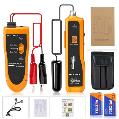 KOLSOL underground cable locator, wire tracer with earphone, cable tester for fence cables for dogs, irrigation control wires