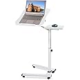 Tatkraft Like Portable Laptop Desk with Mouse Pad, Rolling Computer Stand with Adjustable Height, Sturdy and Ergonomic, White