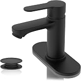 BELZ Black Bathroom Faucet, Lead-Free for 1 or 3 Hole 4" Vanity Sink | NSF372 Compliant,Anti-peeling PVD Finish,Includes Pop-up Drain &amp; Hoses,Single Handle Modern Design, Easy DIY Install