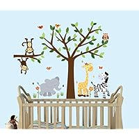 Safari Pride, Tree Wall Decals, Jungle Stickers with Green Leaves and Fabric Tree