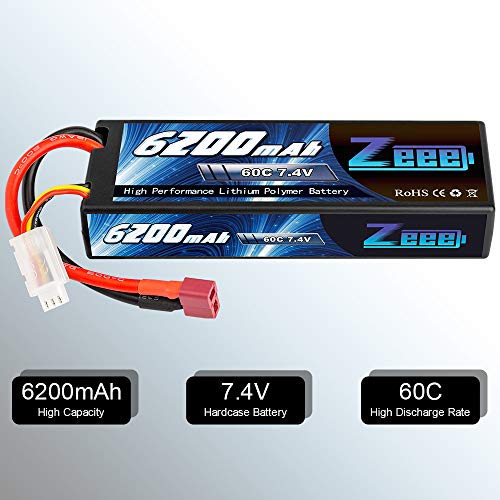 Zeee 7.4V 60C 6200mAh 2S RC Lipo Battery Hardcase with Deans Connector for RC Vehicles Car Truck Truggy Boat(2 Pack) – Bild 3