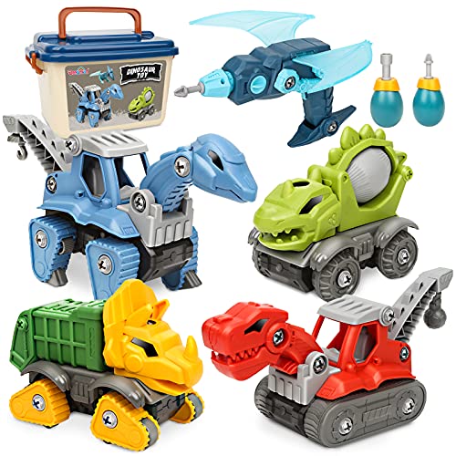 Dreamon Take Apart Dinosaur Toys for Kids 5-7 - Dino Building Toy Set for Boys and Girls with Electric Drill Storage Box - Construction Play Kit Stem