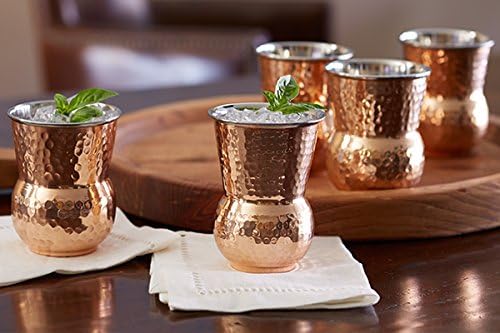 Copper Hammered Mug Matka Style Set of 4