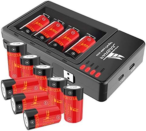 Rechargeable Batteries for Arlo, FARSAIL 12-Pack Rechargeable Arlo CR123A Lithium Batteries and Charger Compatible with Arlo VMC3030 VMK3200 VMS3130 3230C 3430 3530 Cameras Security System