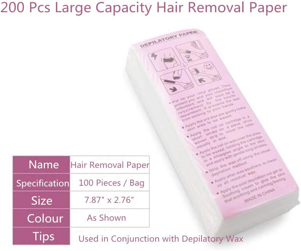 200 Pcs Paper Waxing Health Safety Waxing Strips Hair Removal Wax Strips for Body Skin Hair Removal, 1 count (Pack of 200) - Image 3