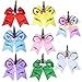 SIQUK 8 Pieces Unicorn Cheer Hair Bows with Elastic Hair Bands Colorful Unicorn Bow for Girls(Bonus: 1 pc Storage Bag)
