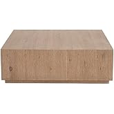 MAKLAINE Contemporary Square Wood Coffee Table, Espresso Finish, Premium Oak Construction, Hidden Casters, Sturdy Accent Tabl