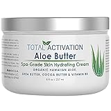 Hawaiian Aloe Vera Butter for Skin Rejuvenation, Hydrating & Healing Face & Body Moisturizer Skin Cream, Organic & Natural Ingredients, Replace Organic Aloe Gels, Juices & Lotions, No Additives, 8 oz