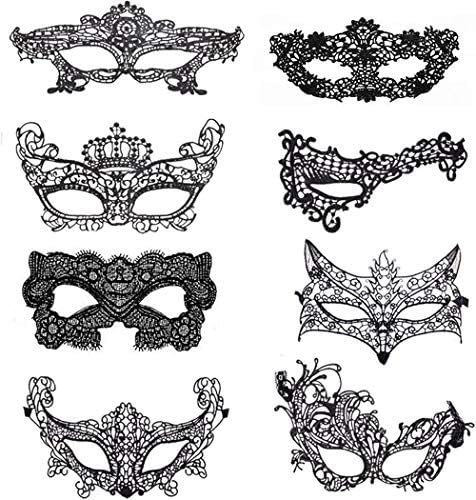 Lace Masquerade Mask,8 Pack Sexy Eye Mask Venetian Lace Masquerade Ball Masks for Women Chirismas Halloween Party Masquerade Ball Costume