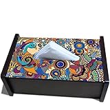Kolorobia Peacock Wood Tissue Box (TBPE02), Multicolor