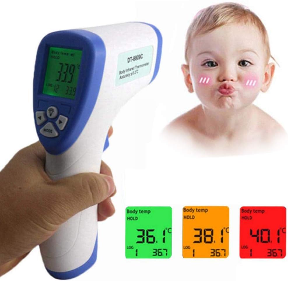 POEO Forehead Ear Thermometer, Infrared Thermometer Temperature Gun, Non Contact Infrared Thermometer with LED Backlight Display for Baby and Adults