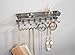 mDesign Steel Wall Mount Bedroom Closet Jewelry Storage Organizer Rack with 8 Hooks/Basket - Decorative Hanger Holder for Necklace, Bracelet, Belt, Accessories - Concerto Collection, Bronze