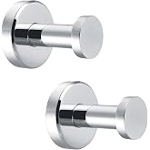 APLusee Polished Chrome Towel Hooks, 2 Pack, 304 Stainless Steel | Rust-resistant Robe Hooks for Towels, Coats,Bags, Bathroom, Shower or Entryway, Heavy Duty 11 lbs, Space-saving Wall Mounted