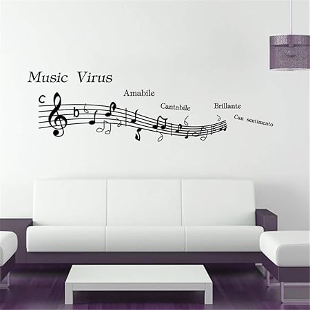 Sticker Mural Nouvelle Note De Musique Motif Decoration Pour La Maison Decoration Salon Chambre D Enfants Salle De Musique Amazon Fr Bricolage