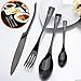 Flatware Cutlery Sets, HUIRUI Stainless Steel Silverware Set for Families, Kitchens, Hotels or Restaurants Gift Box Package 4 Piece Include Knife/Fork/Spoon Black