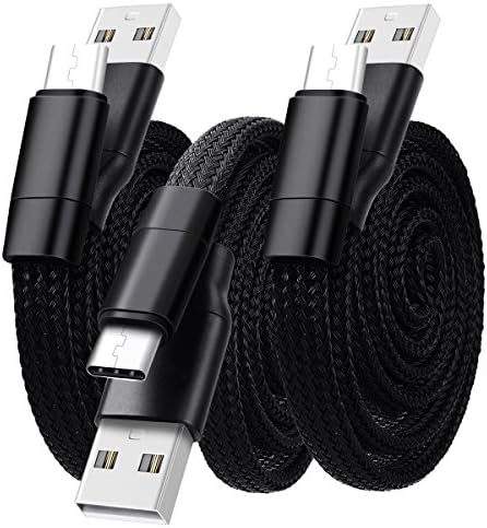 WorCord 3-Pack 2 ft USB C Cable Magic Auto Storage Nylon Braided Type C Charging 0.6m Black for Nexus 5X / 6P, Wileyfox Swift 2 / 2 Plus, Samsung Galaxy S8, Sony Xperia XZ, Nintendo Switch and More