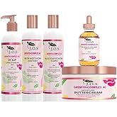 J'Organic Solutions Kid's 4C Healthy Hair Kit - Moisturizer, Growth Oil, Detangler, Shampoo & Conditioner for Coily, Kinky Hair
