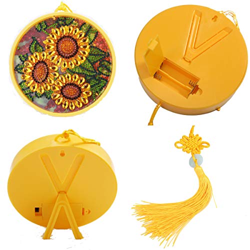 5D Diamond Painting for Adults Led Light Partial Drill Painting by Number Kits Arts Crafts Supply Set Rhinestone Mosaic Making for Home Wall Decor Gifts for Christmas Ross Beauty (Sunflower)